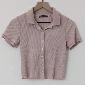 abercrombie & fitch cropped button shirt